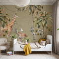 Whimsical Wildlife Sage Mural Wallpaper - room preview 06