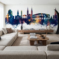 Nîmes France Skyline Blue & Bronze Mural Wallpaper - room preview 06