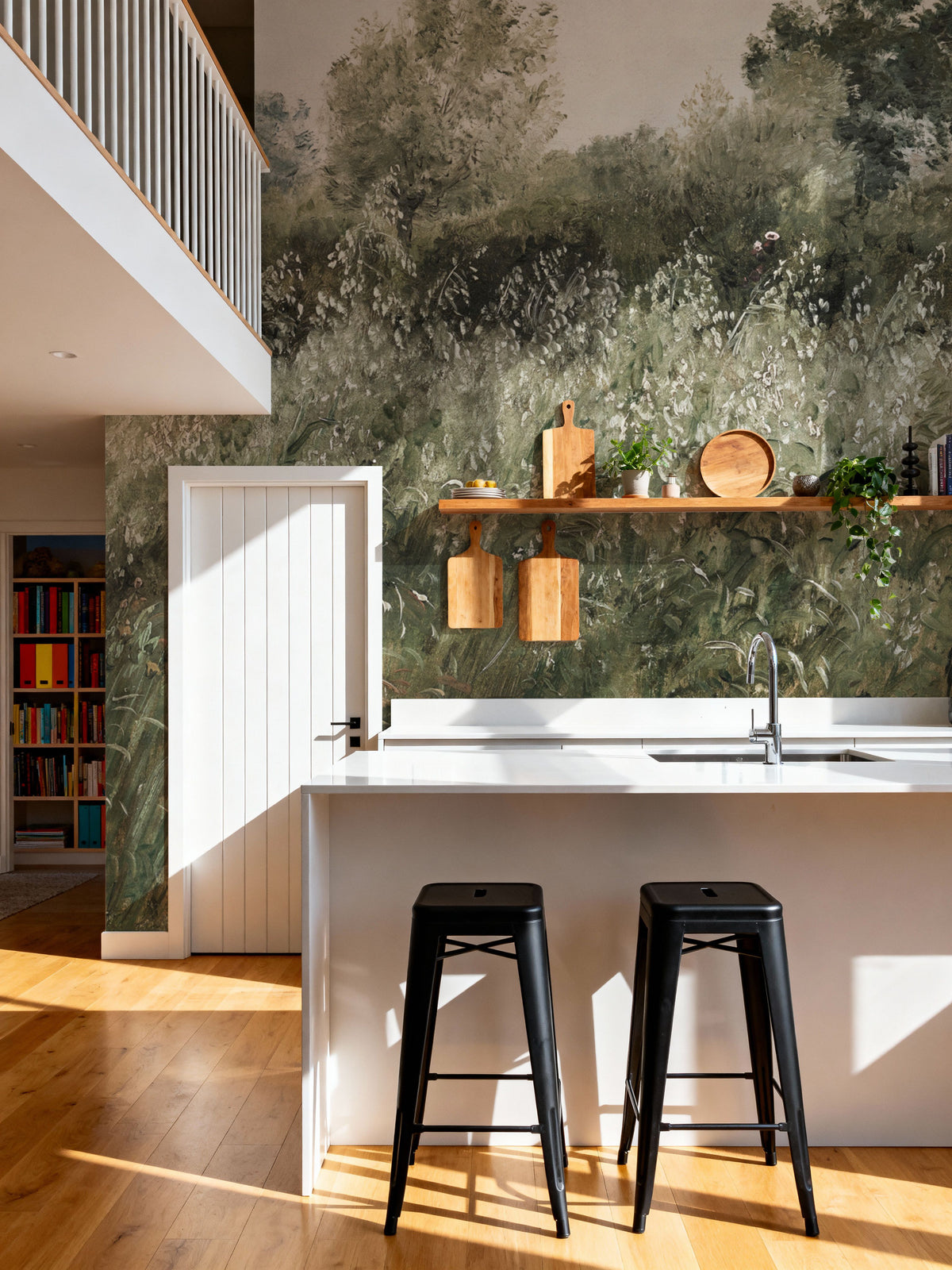 Meadow Whisper, Grass Green Mural Wallpaper - room preview 06