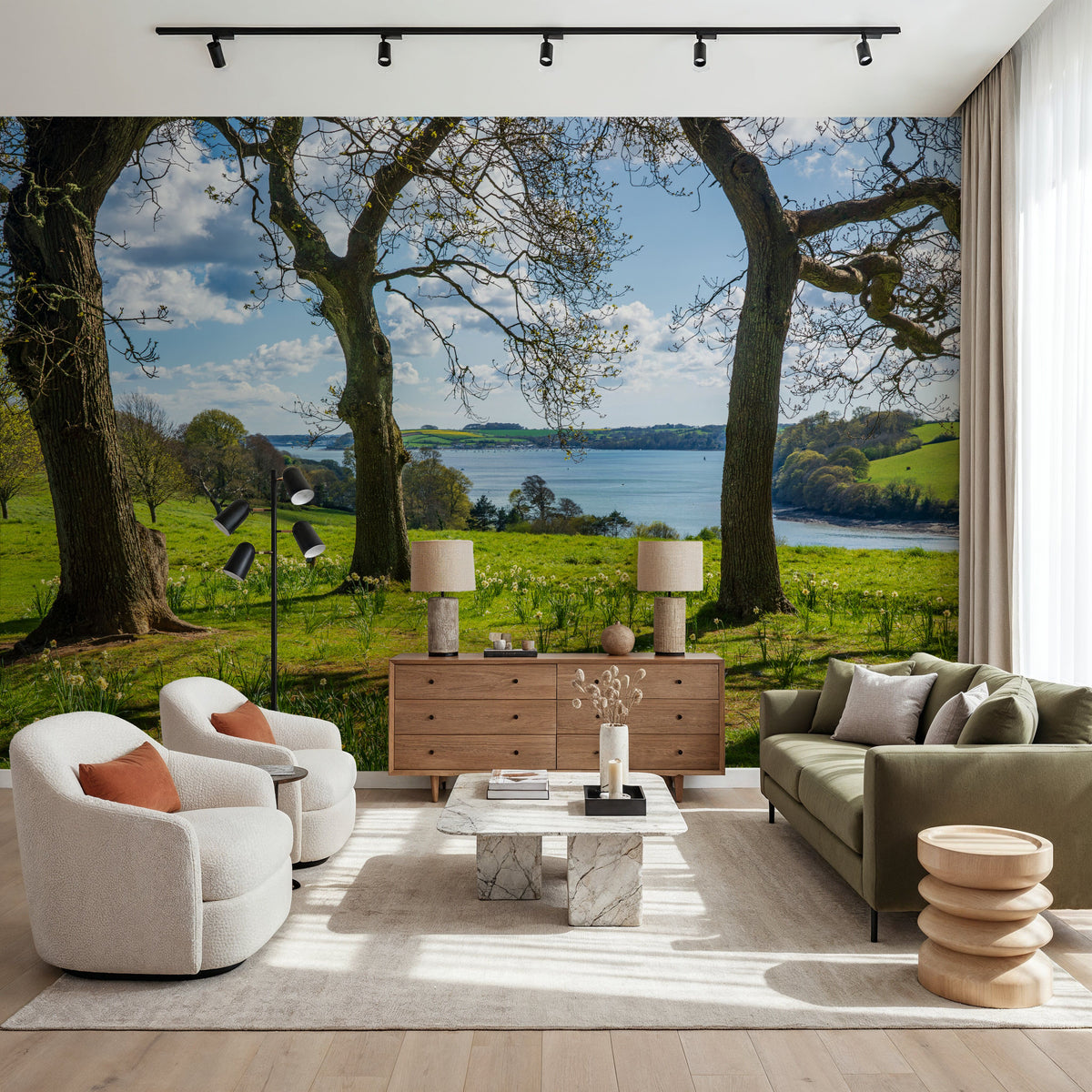 Framed Meadow Mural Wallpaper - room preview 06