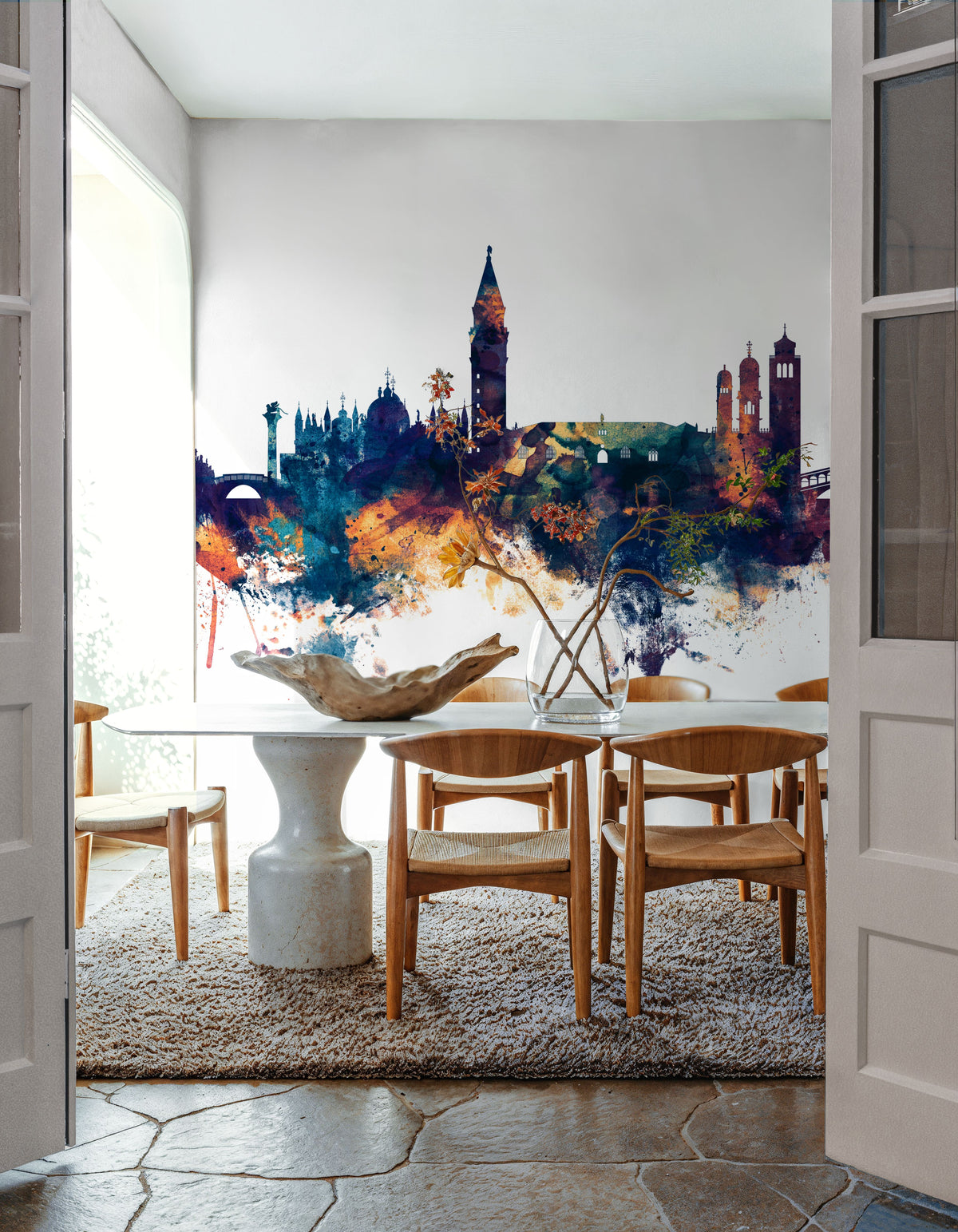 Venice Itay Skyline Blue & Bronze Mural Wallpaper - room preview 06