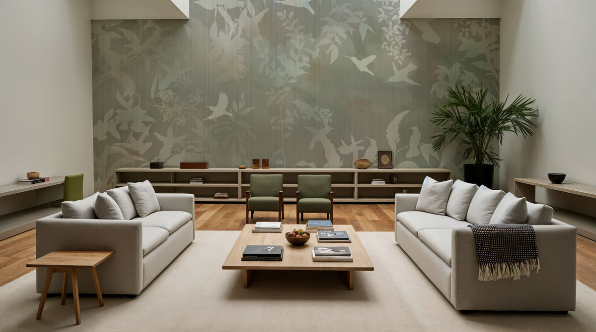 Birds in the Fog Yellow Mural Wallpaper - room preview 06