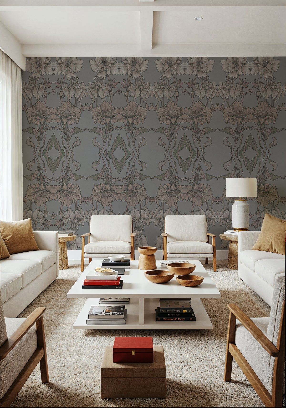 Flower Mirrors Mural Wallpaper - room preview 06