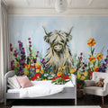 Longhorn in Spring Flowers Mural Wallpaper - room preview 06