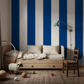 Scalloped Circus Stripes, Blueberry Mural Wallpaper - room preview 06