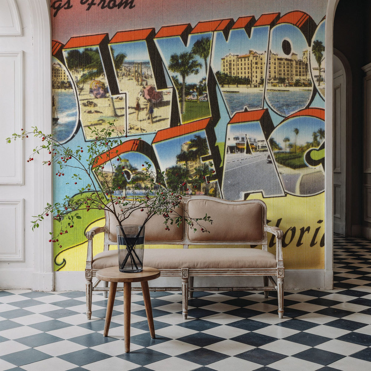 Greetings From Hollywood Beach Mural Wallpaper - room preview 06