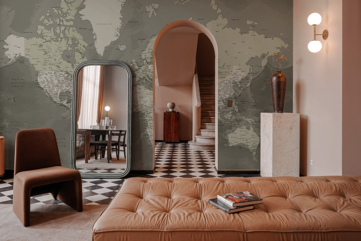 World Map Cities - Faolan Mural Wallpaper - room preview 06