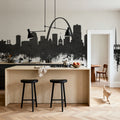 St Louis Missouri Skyline Black & White Mural Wallpaper - room preview 06