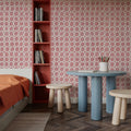 Mixed Red Circles Inverse Mural Wallpaper - room preview 06