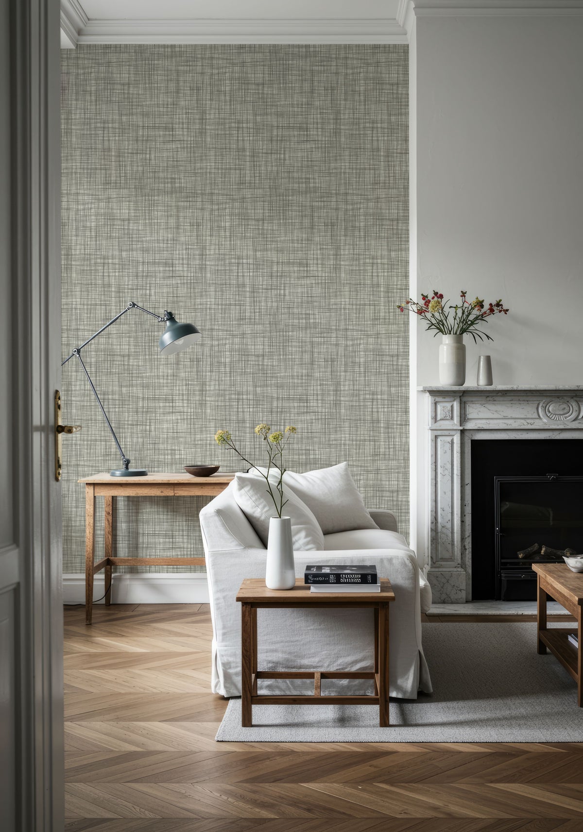 Mottled Linen Effect, Stone Mural Wallpaper - room preview 06