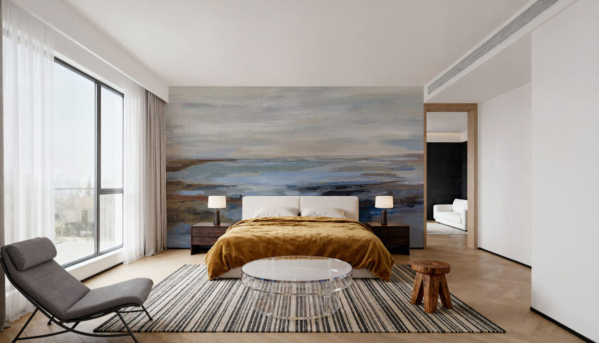 Serene Sea Mural Wallpaper - Neutral Tone - room preview 06