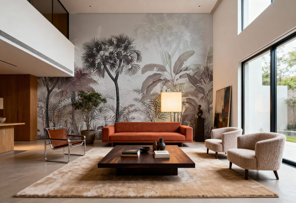 Tropical Forest Strolls Rainy Blue Mural Wallpaper - room preview 06