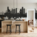 Queens New York Skyline Black & White Mural Wallpaper - room preview 06