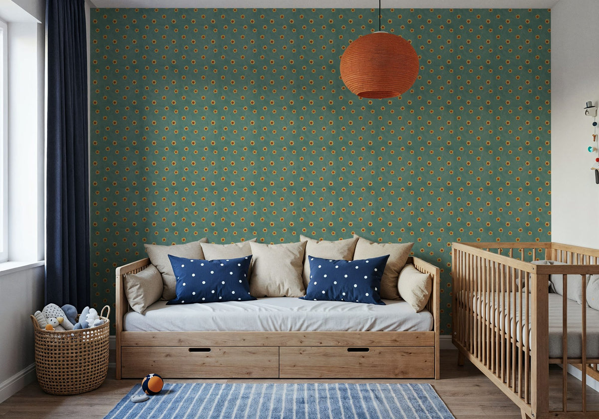 Autumn Buds Turqouise Mural Wallpaper - room preview 06
