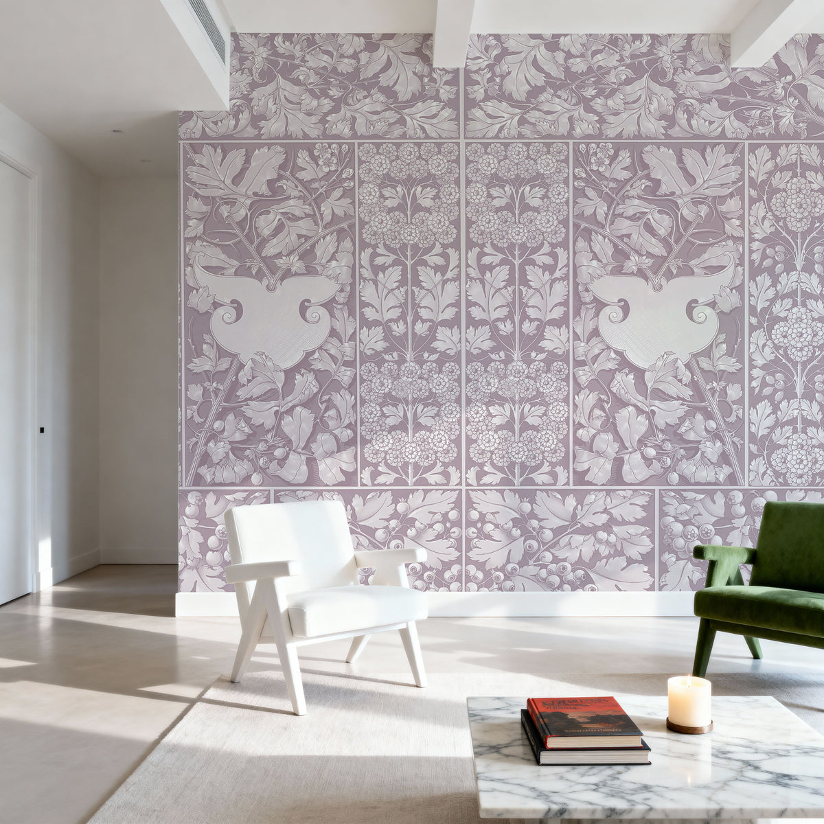 Flowers and Berries Purple Mural Wallpaper - room preview 06