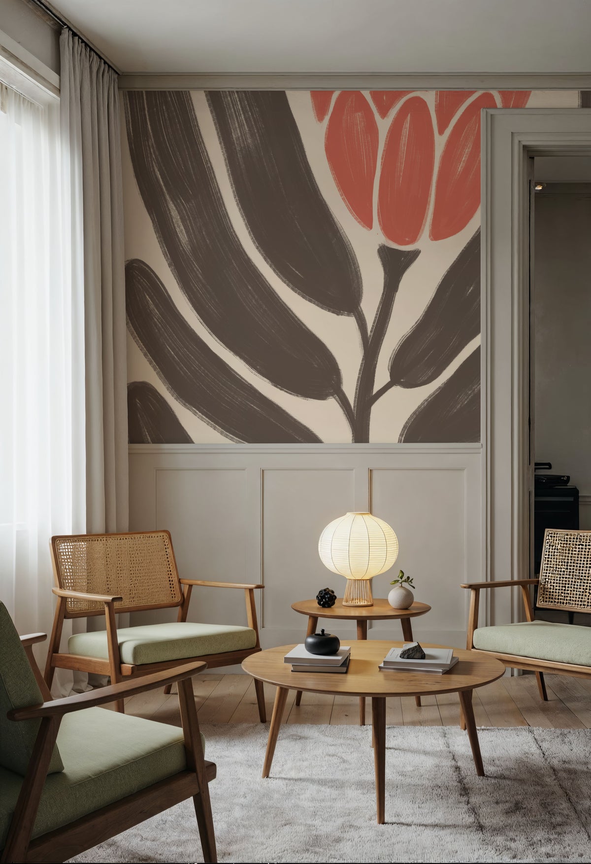 Simple Flowers I Mural Wallpaper - room preview 06