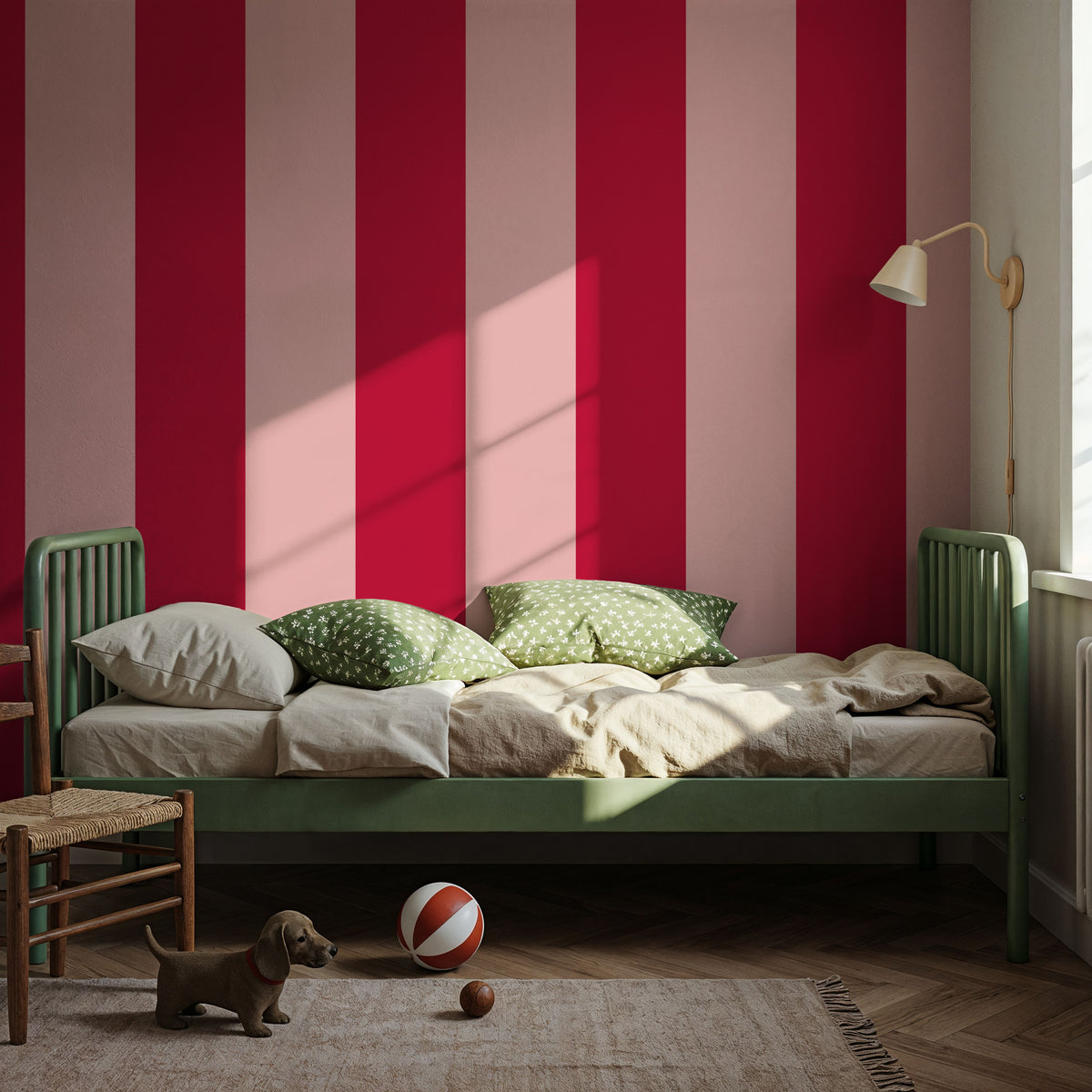 Circus Stripes, Red & Pink Mural Wallpaper - room preview 06