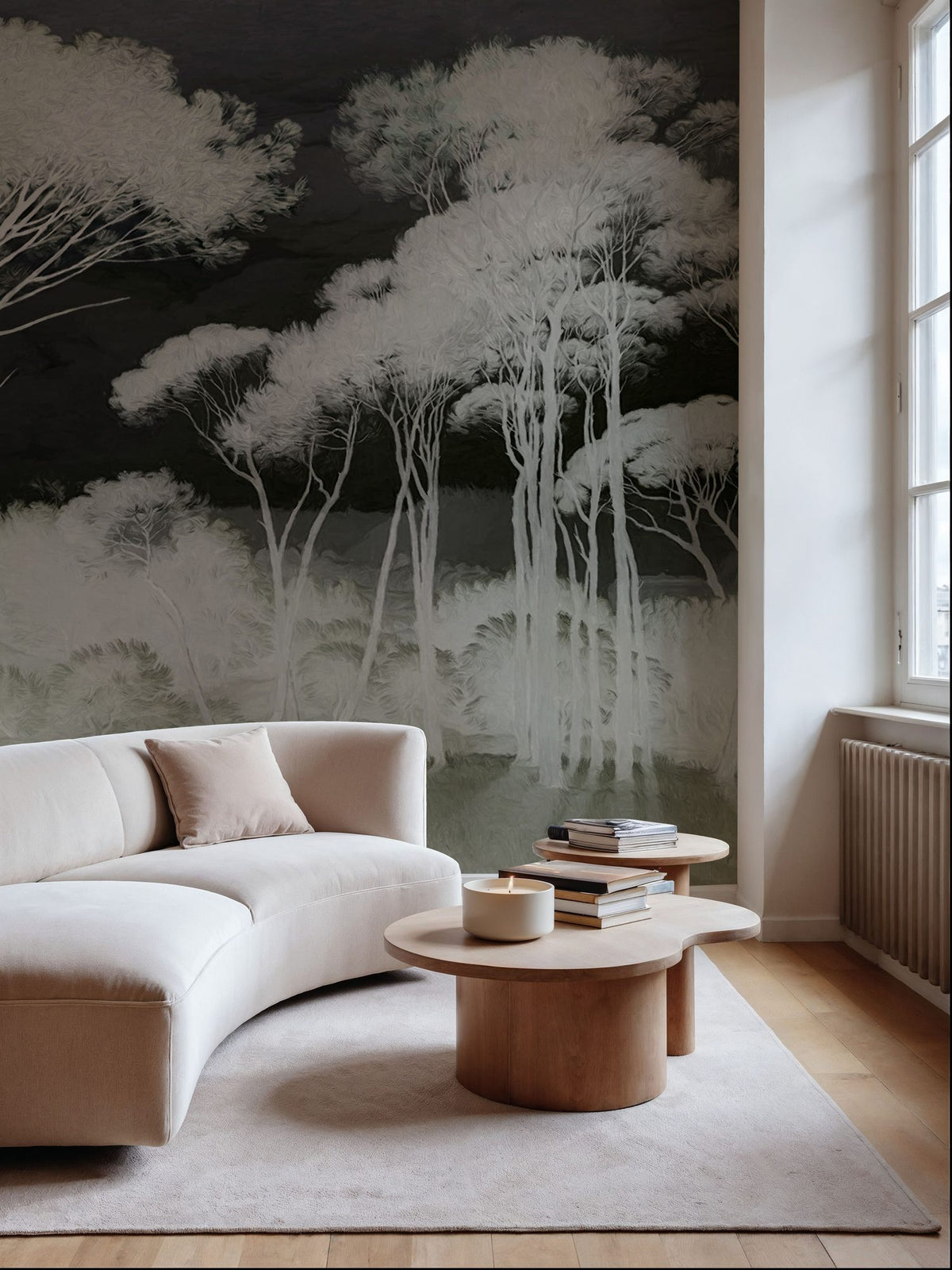 Seeing Through the Forest Green Mural Wallpaper - room preview 06