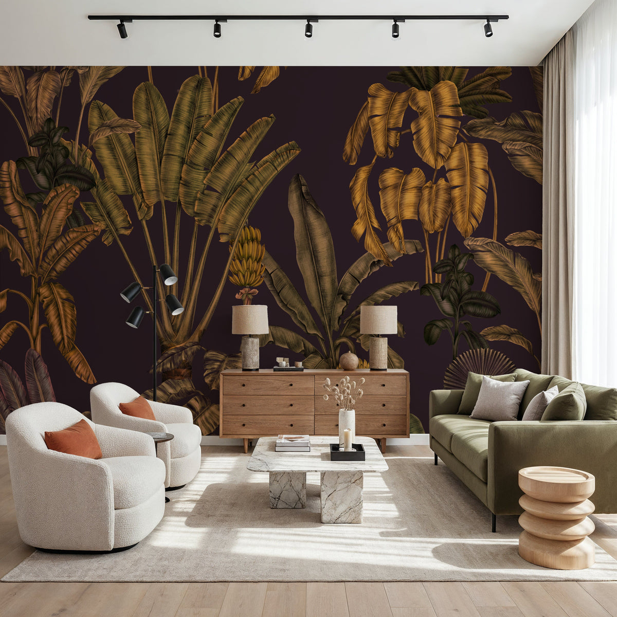 Banana Grove, Plum Mural Wallpaper - room preview 06