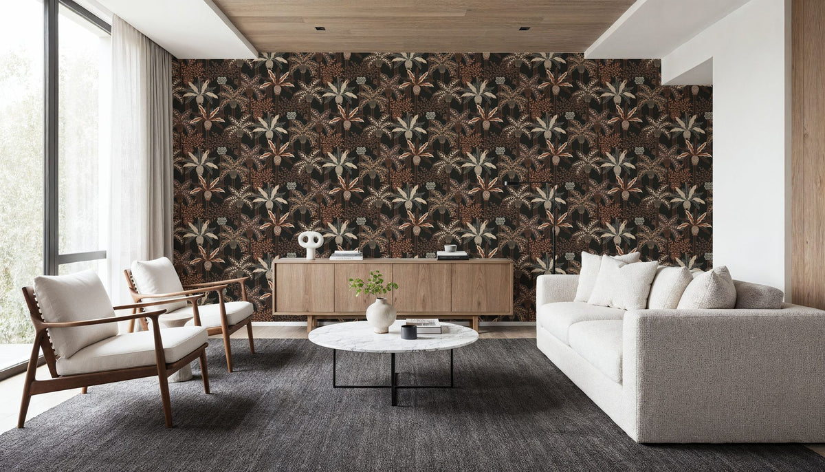 Palmera Luxe, Black Mural Wallpaper - room preview 06