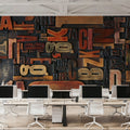 Letterpress Wood Mural Wallpaper - room preview 06