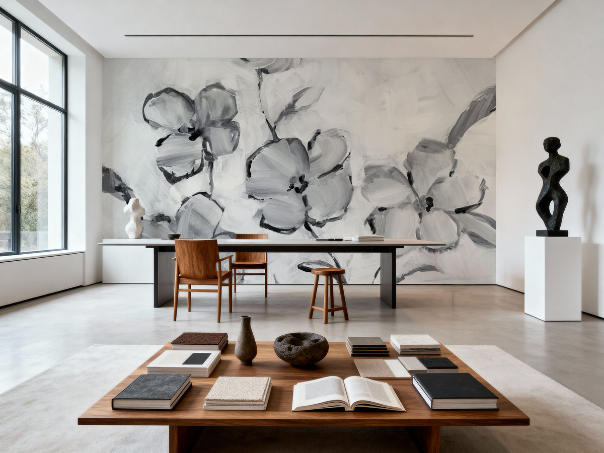 Muted Bloom Mural Wallpaper - room preview 06