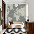 Slate World Map Mural Wallpaper - room preview 06