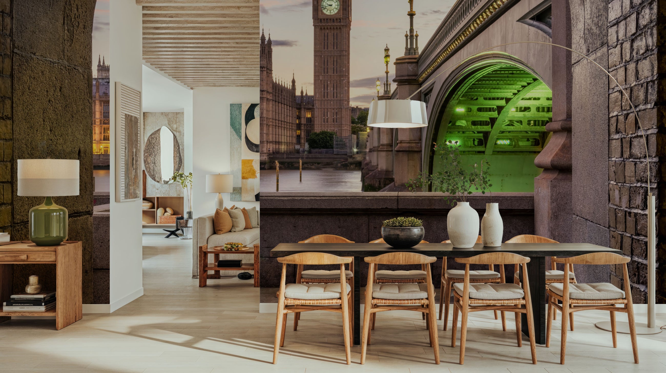 Big Ben and Westminster Bridge Framed Mural Wallpaper
