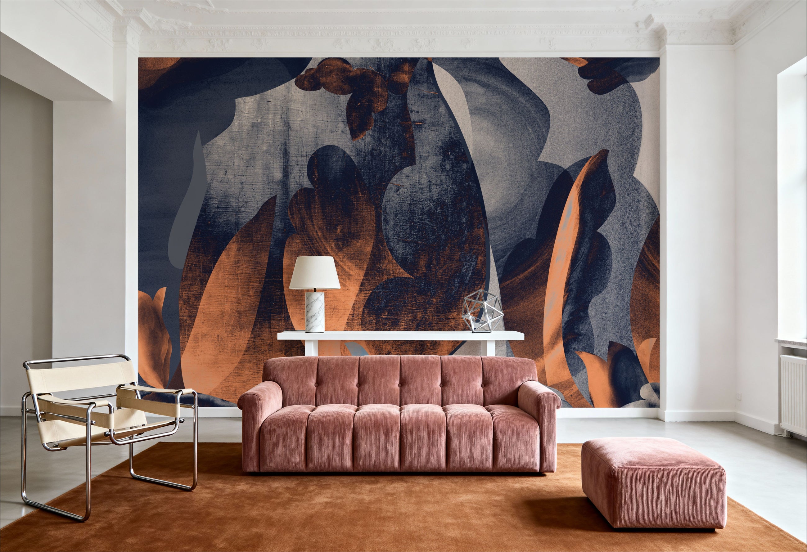 Abstract Fun, Blue & Orange Mural Wallpaper