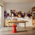 Pandharpur India Skyline Purple & Gold Mural Wallpaper - room preview 06