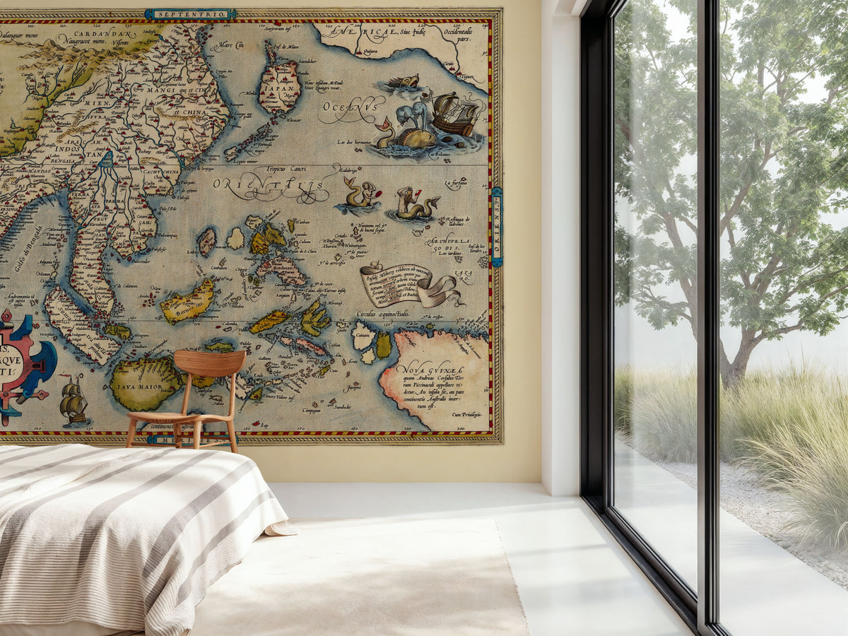 Old Map of Southeast Asia, 1570 Mural Wallpaper - room preview 06