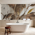 Gilded Leaf Collage I Mural Wallpaper - Warm Tone - room preview 06