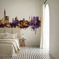 Strasbourg France Skyline Purple & Gold Mural Wallpaper - room preview 06