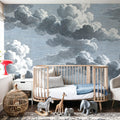 Intaglio Clouds, Ink Blue Mural Wallpaper - room preview 06