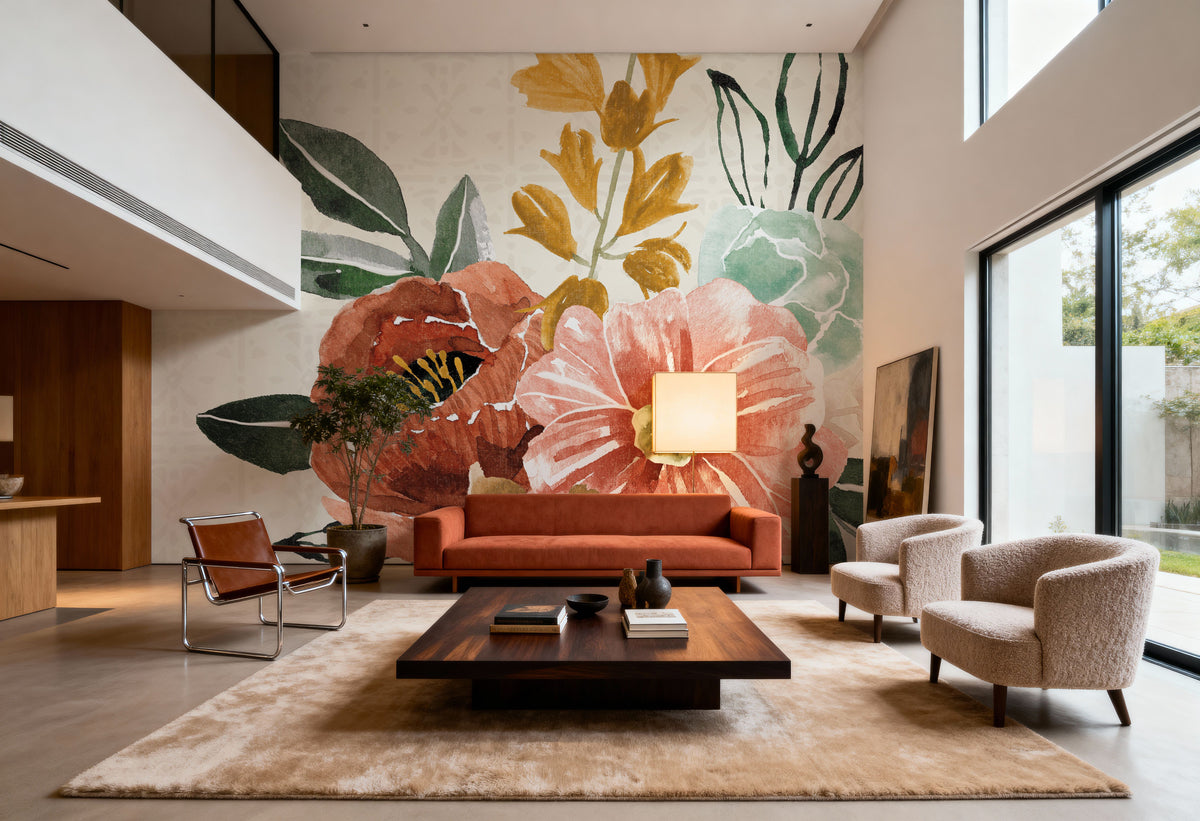 Chic Flowers Mural Wallpaper - room preview 06