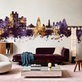 Nashik India Skyline Purple & Gold Mural Wallpaper - room preview 06