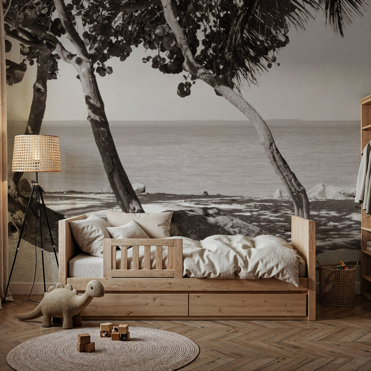 Fort Zachary Beach II BW Mural Wallpaper - room preview 06