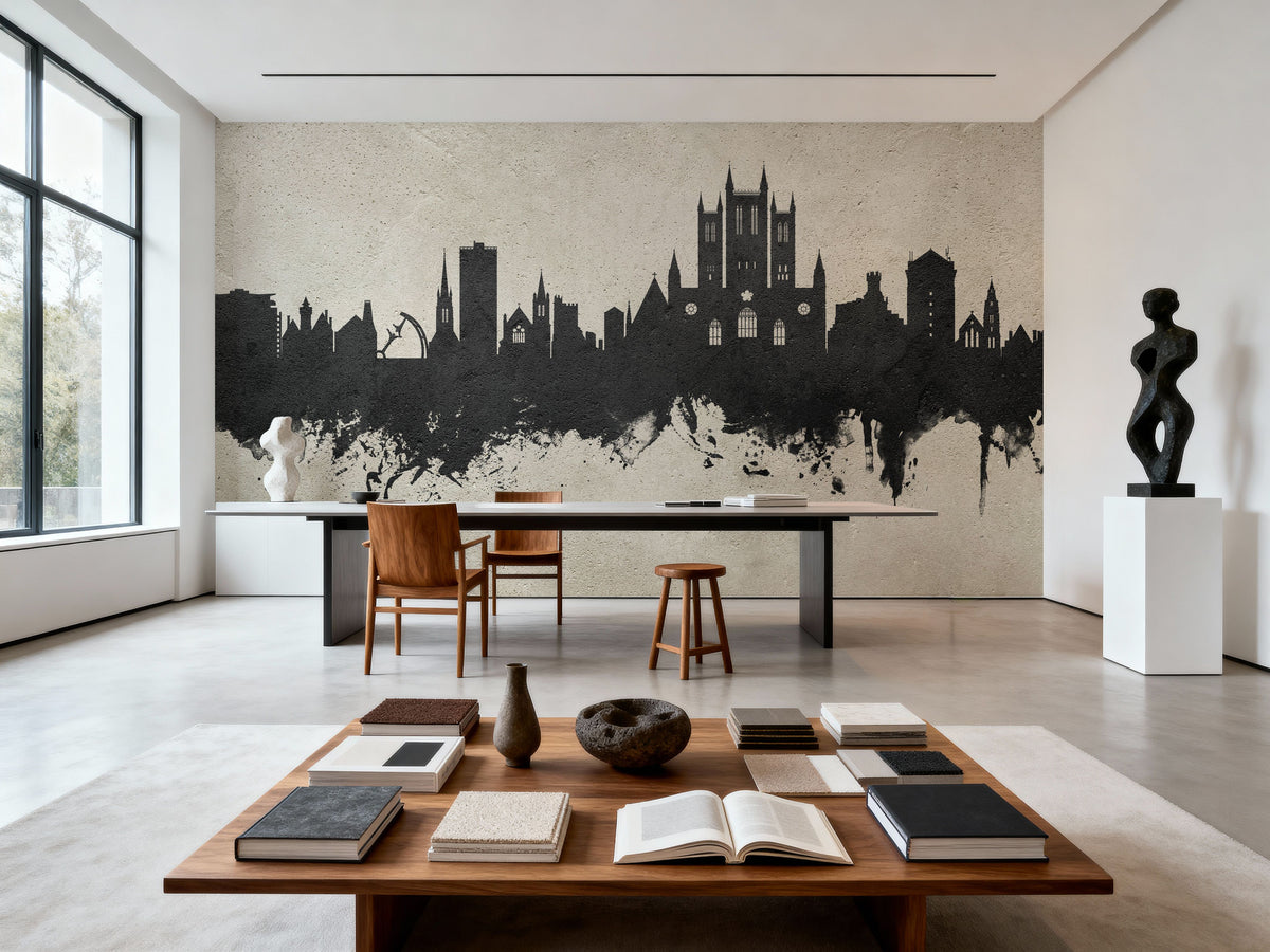 Lincoln England Skyline Concrete Mural Wallpaper - room preview 06