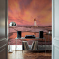 Peggy's Cove Lighthouse Mural Wallpaper - Red Tone - room preview 06
