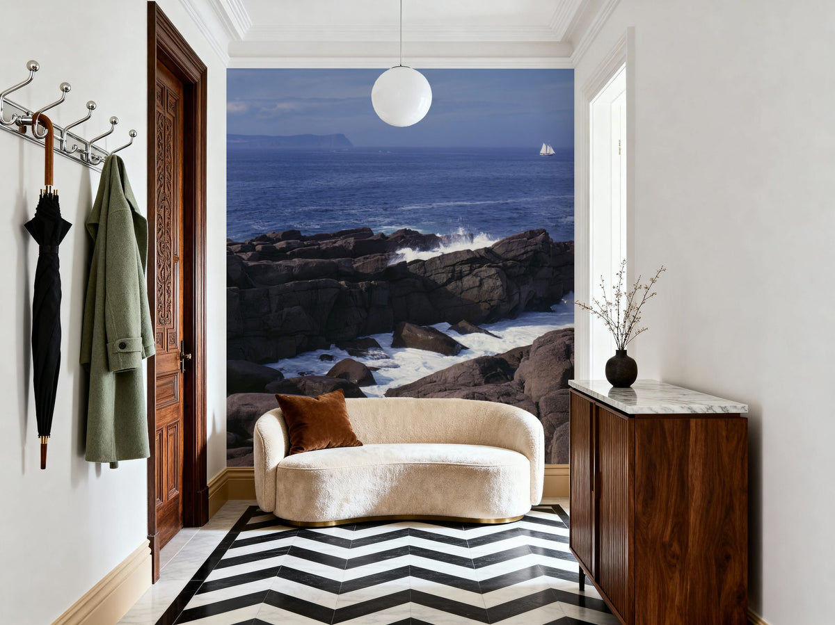 Sailing the Rugged Coast Mural Wallpaper - room preview 06