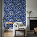 Sino Flowers Blue Mural Wallpaper - room preview 06
