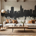 Raleigh North Carolina Skyline Concrete Mural Wallpaper - room preview 06