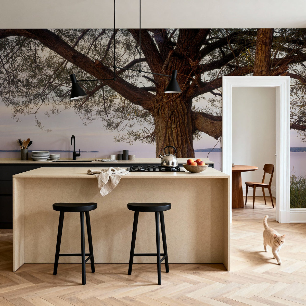 Twilight Solitude Tree Mural Wallpaper - room preview 06