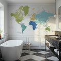 World Map Cities - Elisenda Mural Wallpaper - room preview 06