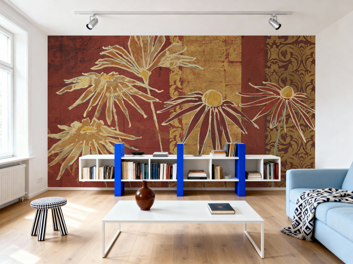 Flowers on Spice Mural Wallpaper - room preview 06