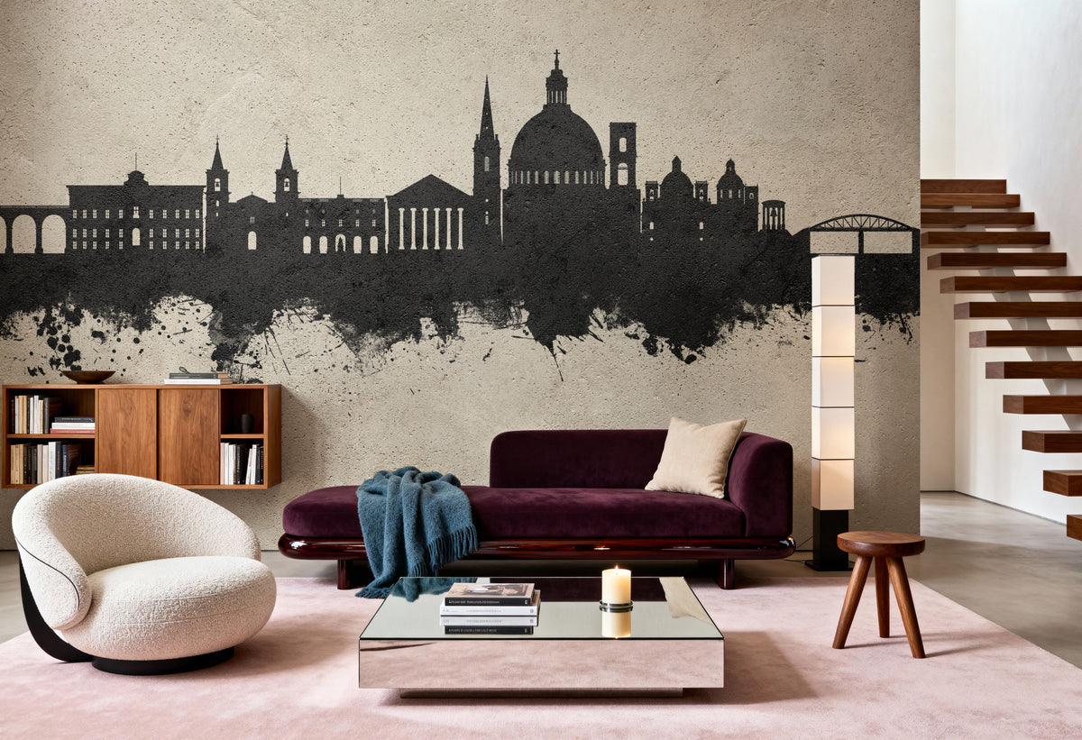 Valletta Malta Skyline Concrete Mural Wallpaper - room preview 06