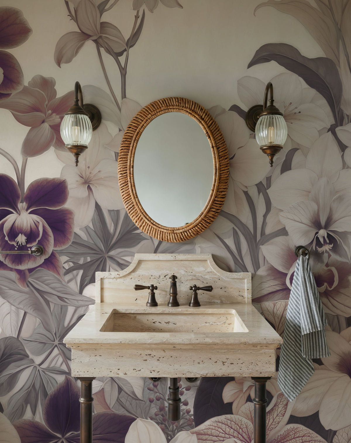 The Tenderness of Orchids, Peach Mural Wallpaper - room preview 06