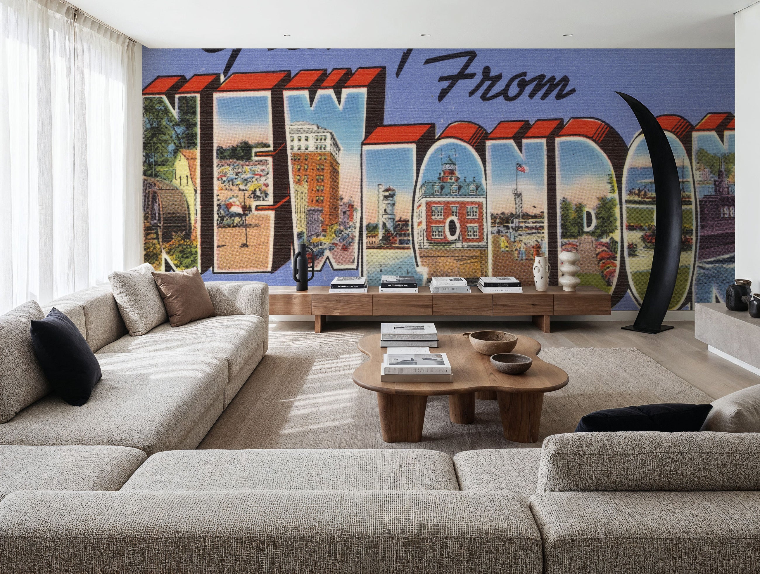 Greetings From New London Mural Wallpaper