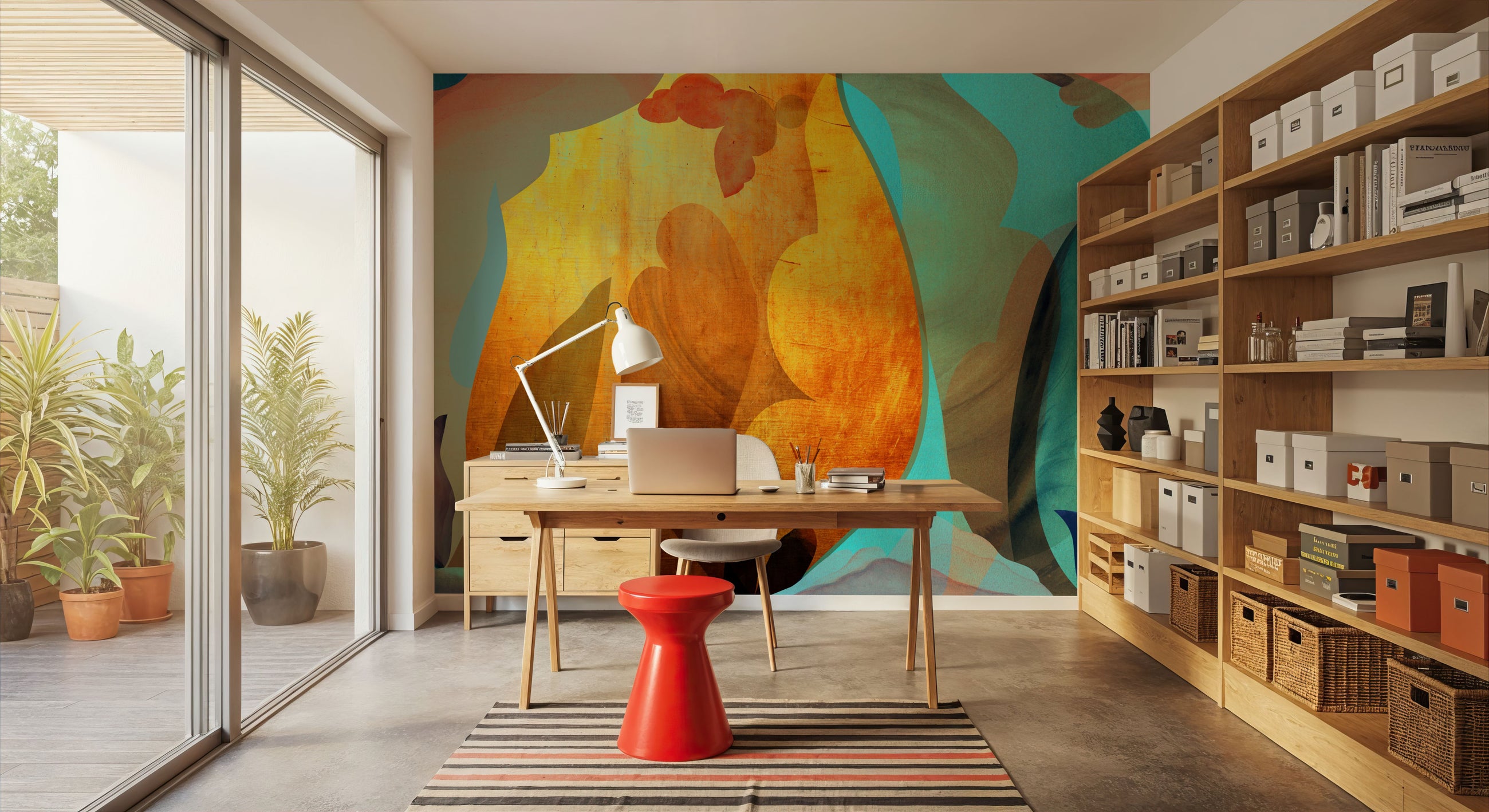 Abstract Fun, Turquoise Mural Wallpaper