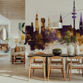 Hamburg Germany Skyline Purlpe & Gold Mural Wallpaper - room preview 06